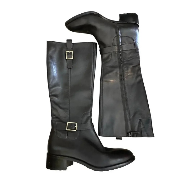 Cole Haan Grand.OS Leather Lugg Sold Heel Tall Boots Size 8B - Picture 1 of 8